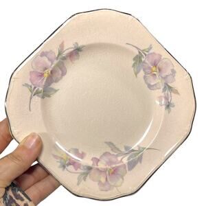 Antique TS&T Floral Dessert Plate Taylor Smith Taylor 6” Pansy